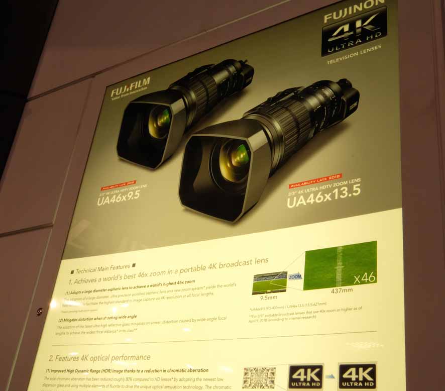 参考出展した「FUJINON UA46x9.5/13.5」の説明パネル